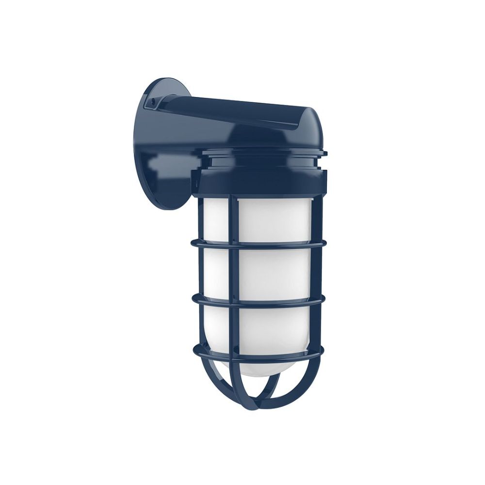 Montclair Lightworks SCW050-50-G07 Vaportite Wall Light With Frosted Glass And Cast Guard, Navy